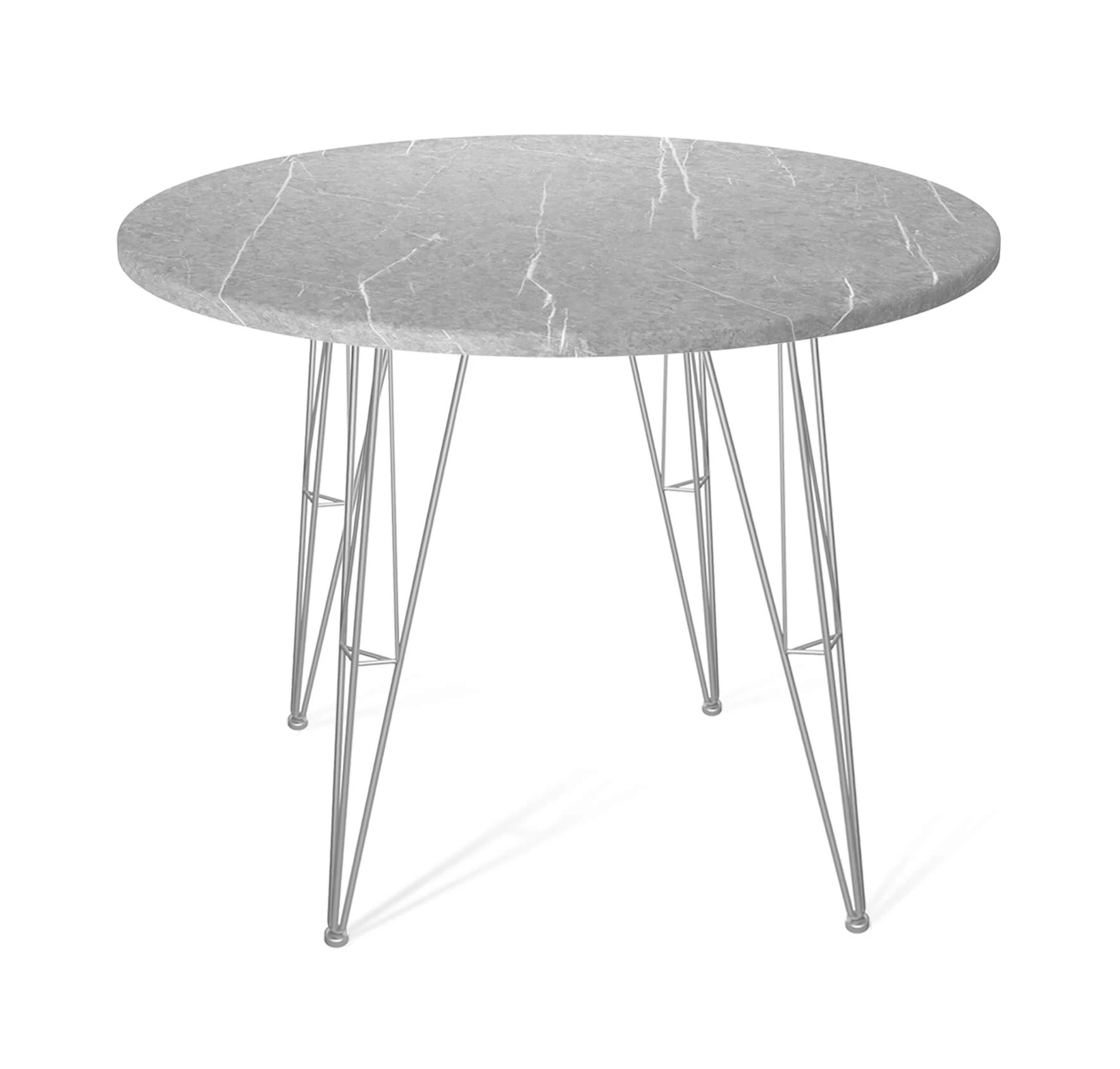 Изображение Стол кухонный круглый Sheffilton 90 см хром лак / серый мрамор