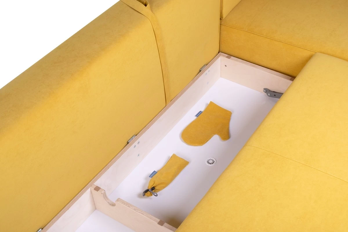 Изображение Диван угловой Folde Ottoman тканевый желтый