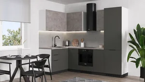 Изображение Угловая кухня «Экспресс» 1,55 х 2,65 м темно-серая / бетон